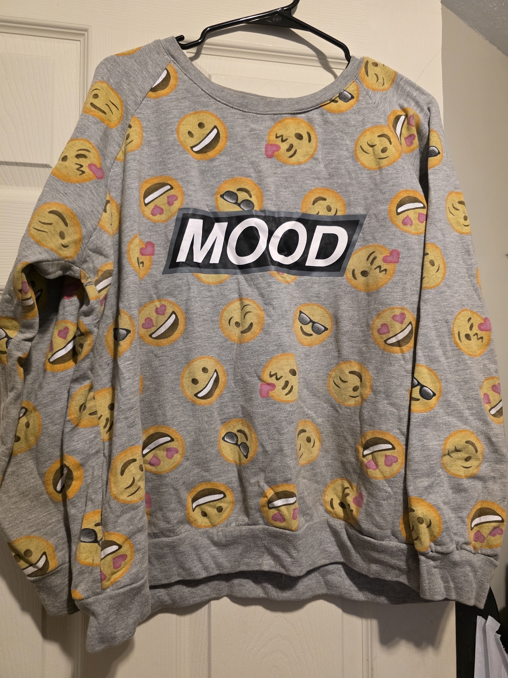 MOOD Emoji Print Gray Womens  Sweatshirt